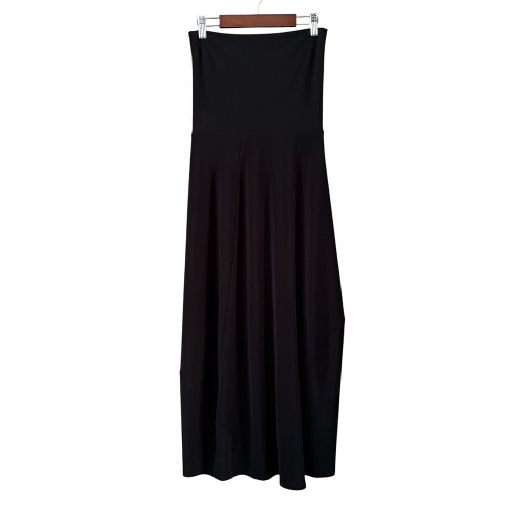 Sun Kim Black Lantern Bubble Hem Midi Dress Size XS Lagenlook Effortless Neutral